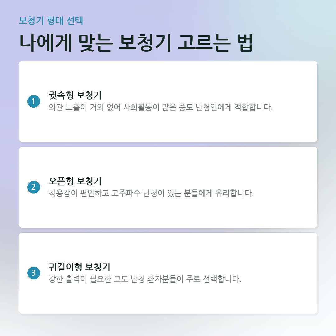 나에게 맞는 보청기 고르는 법 요약 카드